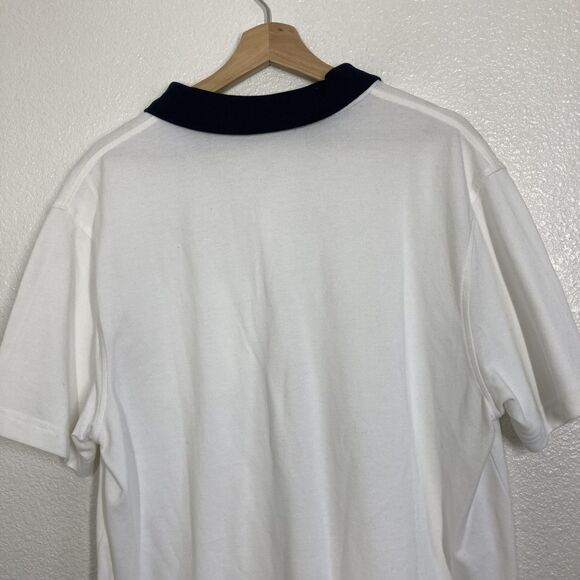 Hang Ten Polo Shirt Mens XL Classic Surf Pocket Top White Navy - Picture 11 of 13